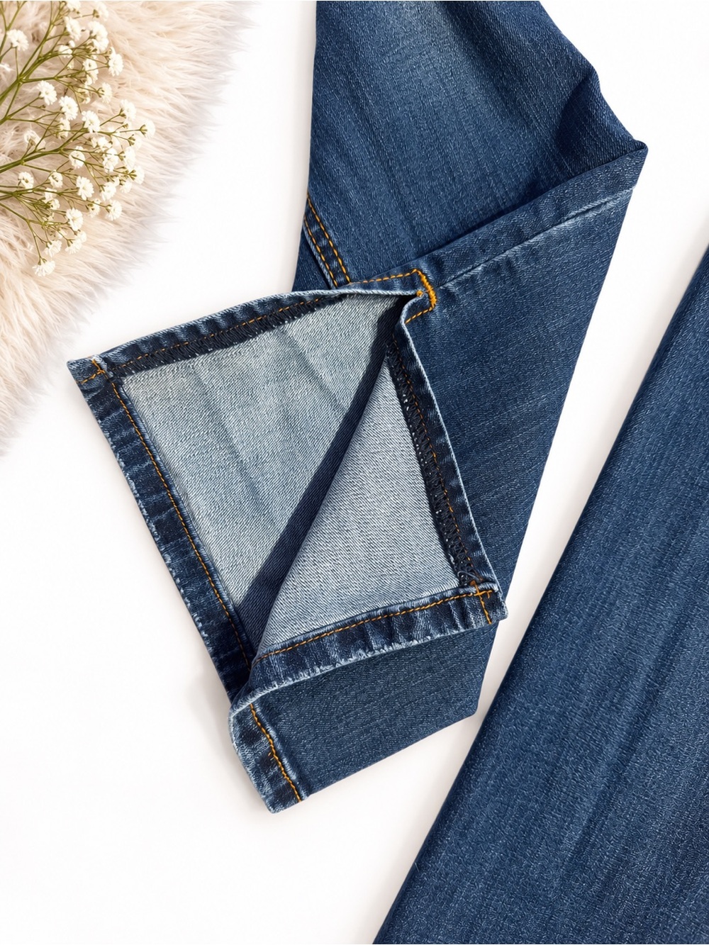 Fashion Nova Dark Blue Distressed Flare Jeans - Picture 3 of 3